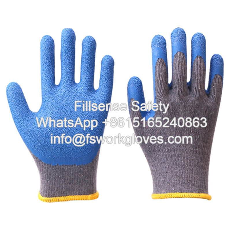 Anti Slip 10G 2Yarn Polycotton Crinkle Latex Coated Gloves for Construction  2