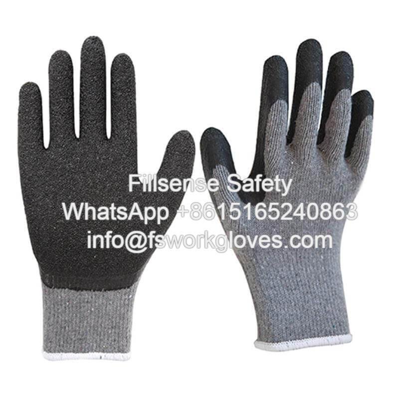 Anti Slip 10G 2Yarn Polycotton Crinkle Latex Coated Gloves for Construction  3
