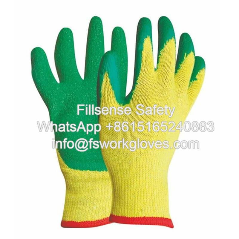Anti Slip 10G 2Yarn Polycotton Crinkle Latex Coated Gloves for Construction  4