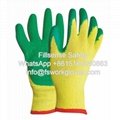 Anti Slip 10G 2Yarn Polycotton Crinkle Latex Coated Gloves for Construction 