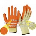 Anti Slip 10Gauge 21S Cotton Liner Crinkle Latex Coated Work Gloves