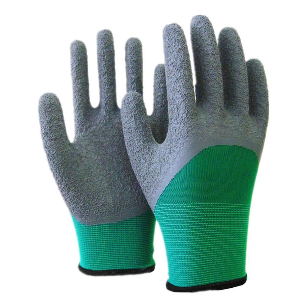 Anti Slip 13Gauge Polyester Liner Latex Crinkle Palm Coated Working Gloves 5