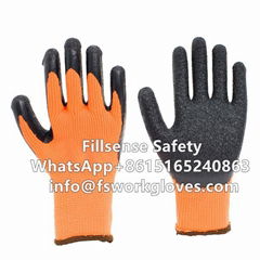 7G Polyester Loop Napping Liner Latex Crinkle Coated Winter Thermal Work Gloves