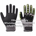 Anti Vibration Anti Cut HPPE Liner Nitrile Sandy Coated TPR Anti Impact Gloves