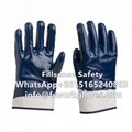 Cotton Jersey Liner Safety Cuff Nitrile Coated Heavy Duty Work Gloves 
