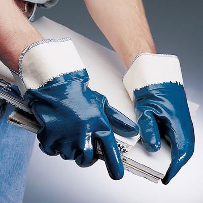 Cotton Jersey Liner Safety Cuff Nitrile Coated Heavy Duty Work Gloves  4