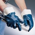 Cotton Jersey Liner Safety Cuff Nitrile Coated Heavy Duty Work Gloves 