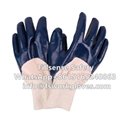 Cotton Jersey Liner Knit Wrist Nitrile Dipped Heavy Duty Industrial Gloves
