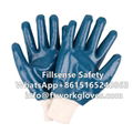 Cotton Jersey Liner Knit Wrist Nitrile Dipped Heavy Duty Industrial Gloves 3