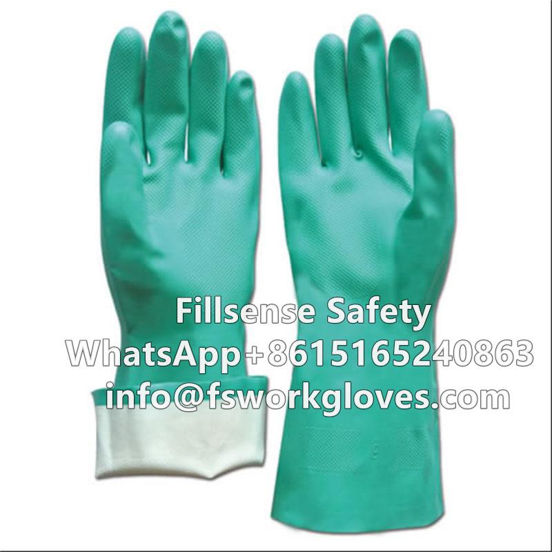 Nitrile Flocklined Chemical Resistant Industrial Gloves IN01L