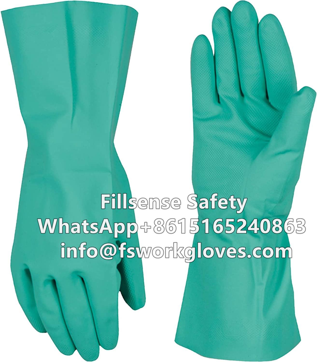 Nitrile Flocklined Chemical Resistant Industrial Gloves IN01L