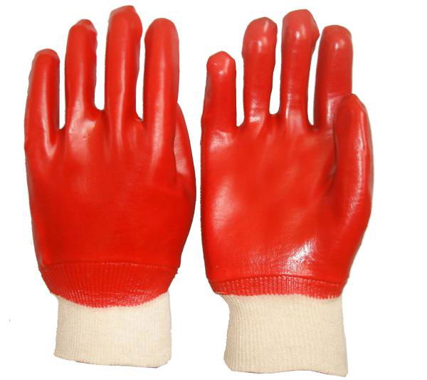 Chemical Resistant Cotton Interlock Liner Knit Wrist PVC Coated Work Gloves 2