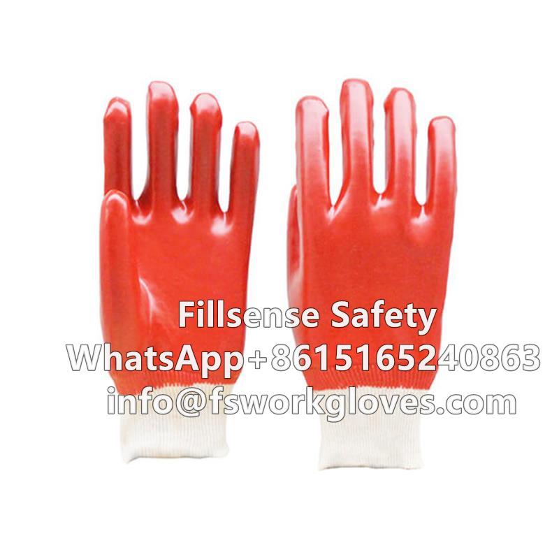 Chemical Resistant Cotton Interlock Liner Knit Wrist PVC Coated Work Gloves 5