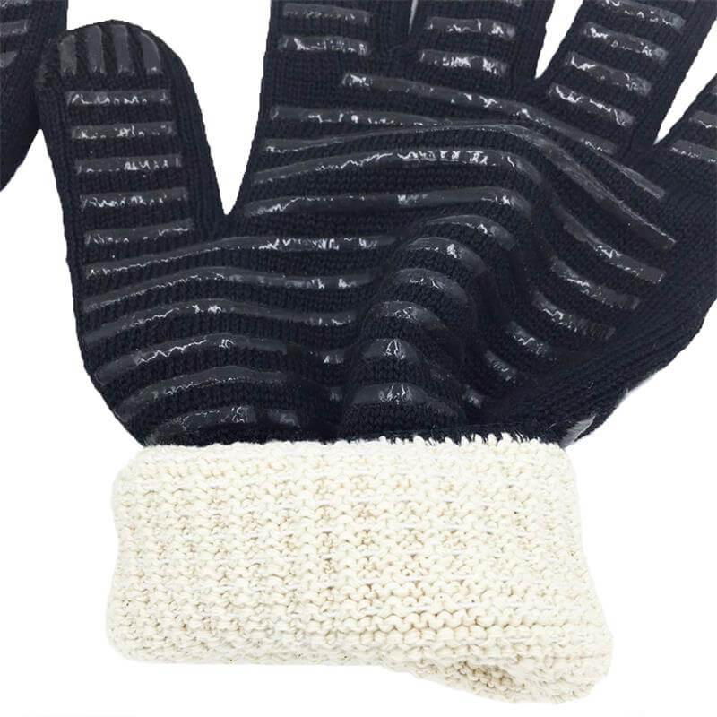 Kevlar Outer Cotton Inner Heat Resistant BBQ Gloves with Silicone Grip 4