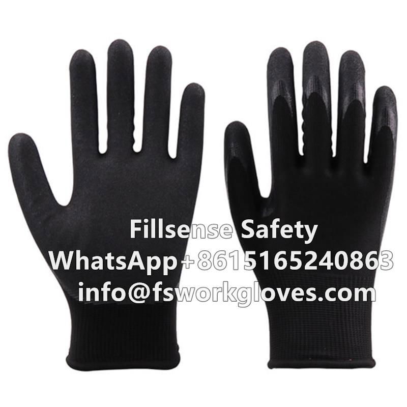 13G Polyester Liner Nitrile Sandy Coated Work Gloves  3