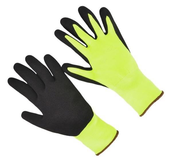 13G Polyester Liner Nitrile Sandy Coated Work Gloves  4
