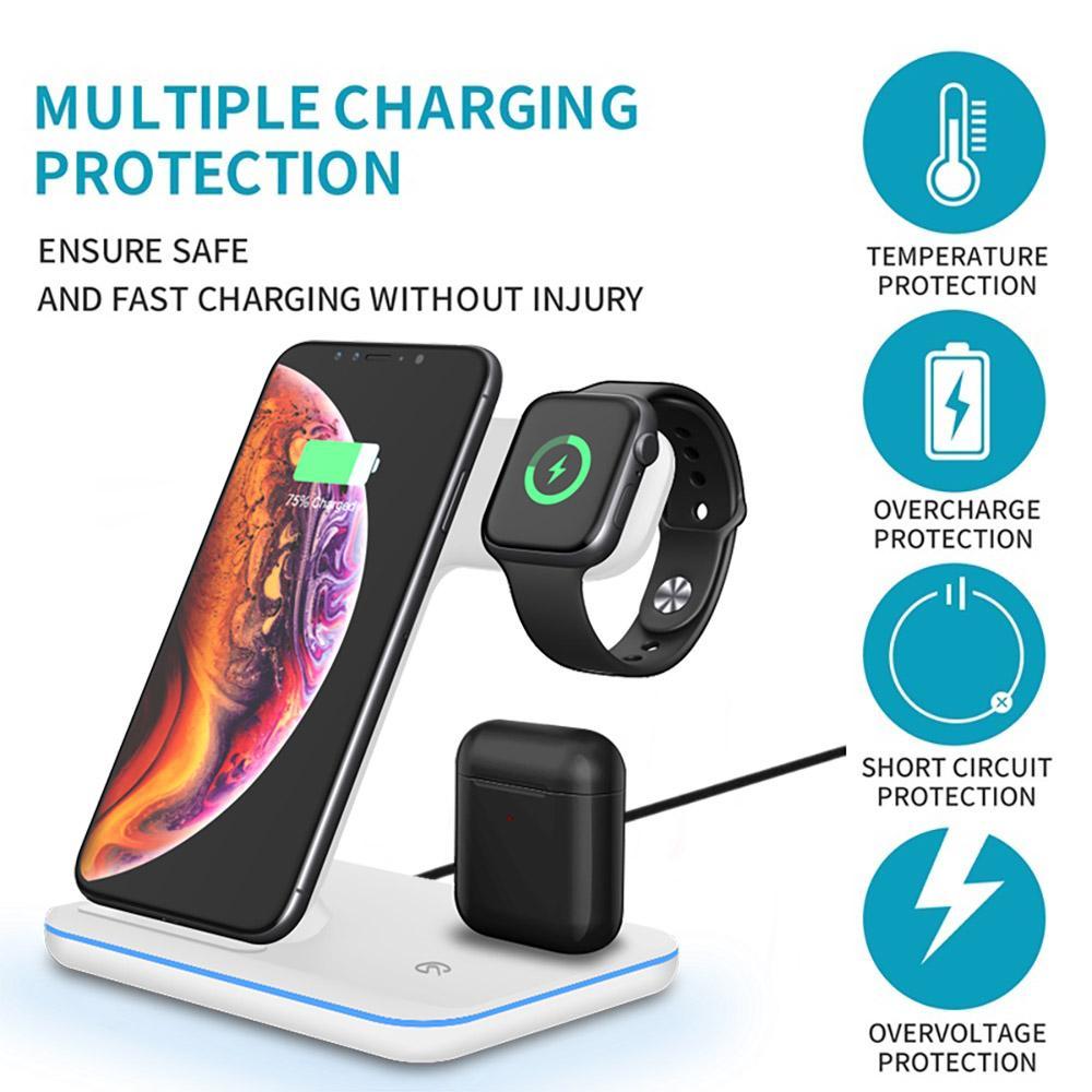 New Qi 23W Mobile Phone Charging Pad LED Light 3 in 1 Wireless Charger 3