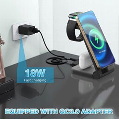 Mobile Phone Charger Station Desktop 3 in One Magnetic Quick 18W OEM Qi