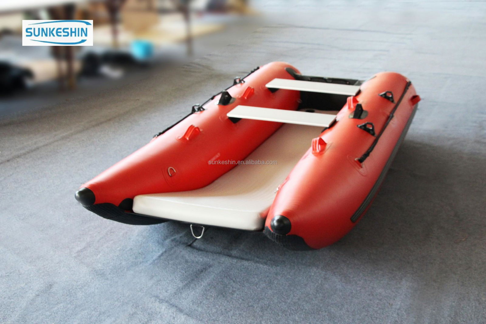 CE China PVC Inflatable Rubber Boat catamaran boat With Electric Motor Engine Fo 3