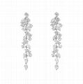 Super flash zircon tassel leaf earrings female light luxury niche design sense s