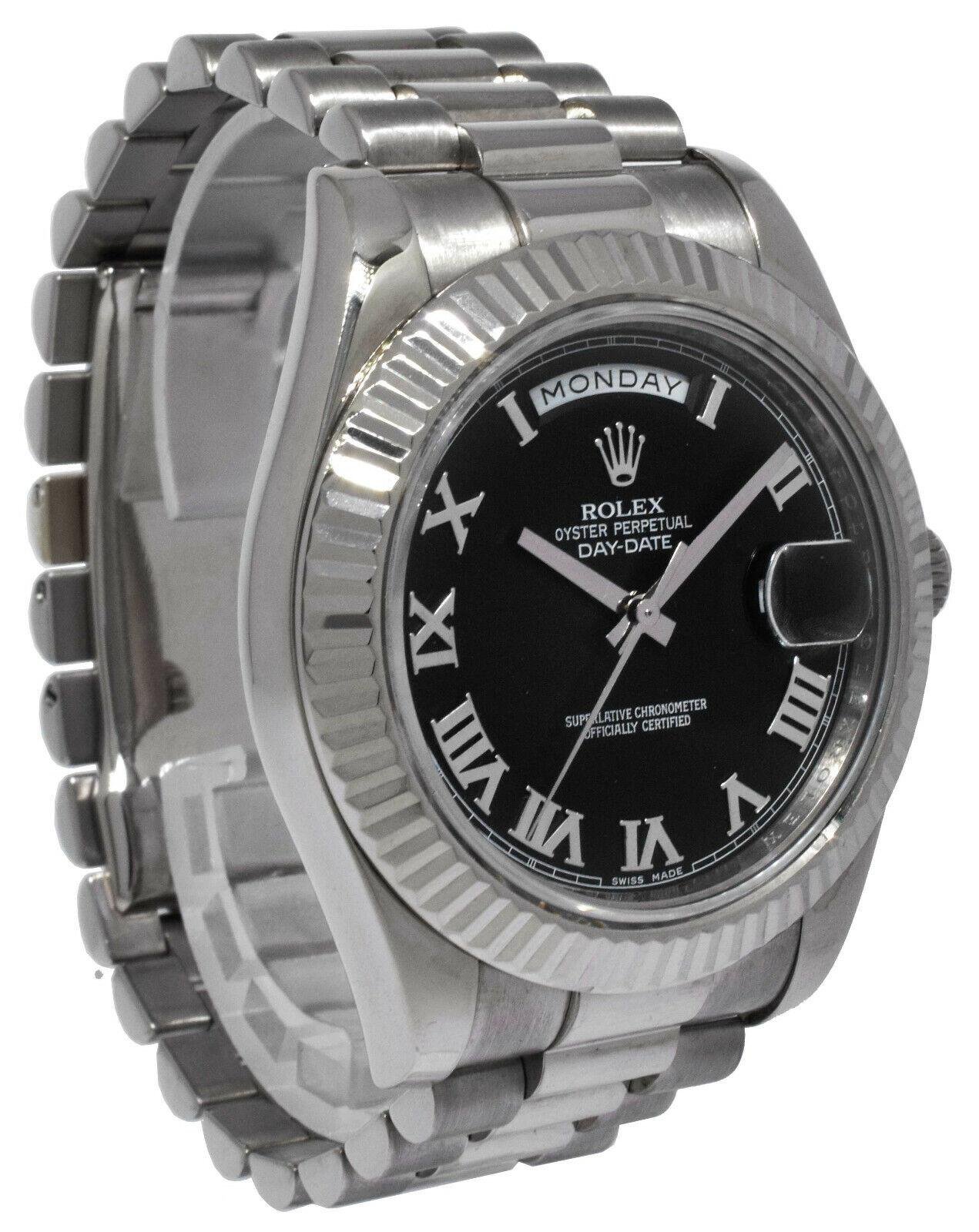 Rolex Day-Date II President 18k WG Black Roman Dial 41mm Watch V 218239 3