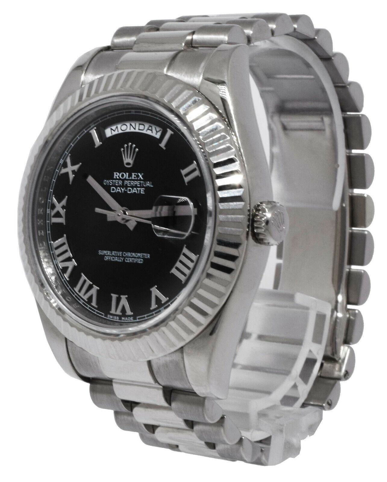 Rolex Day-Date II President 18k WG Black Roman Dial 41mm Watch V 218239 4