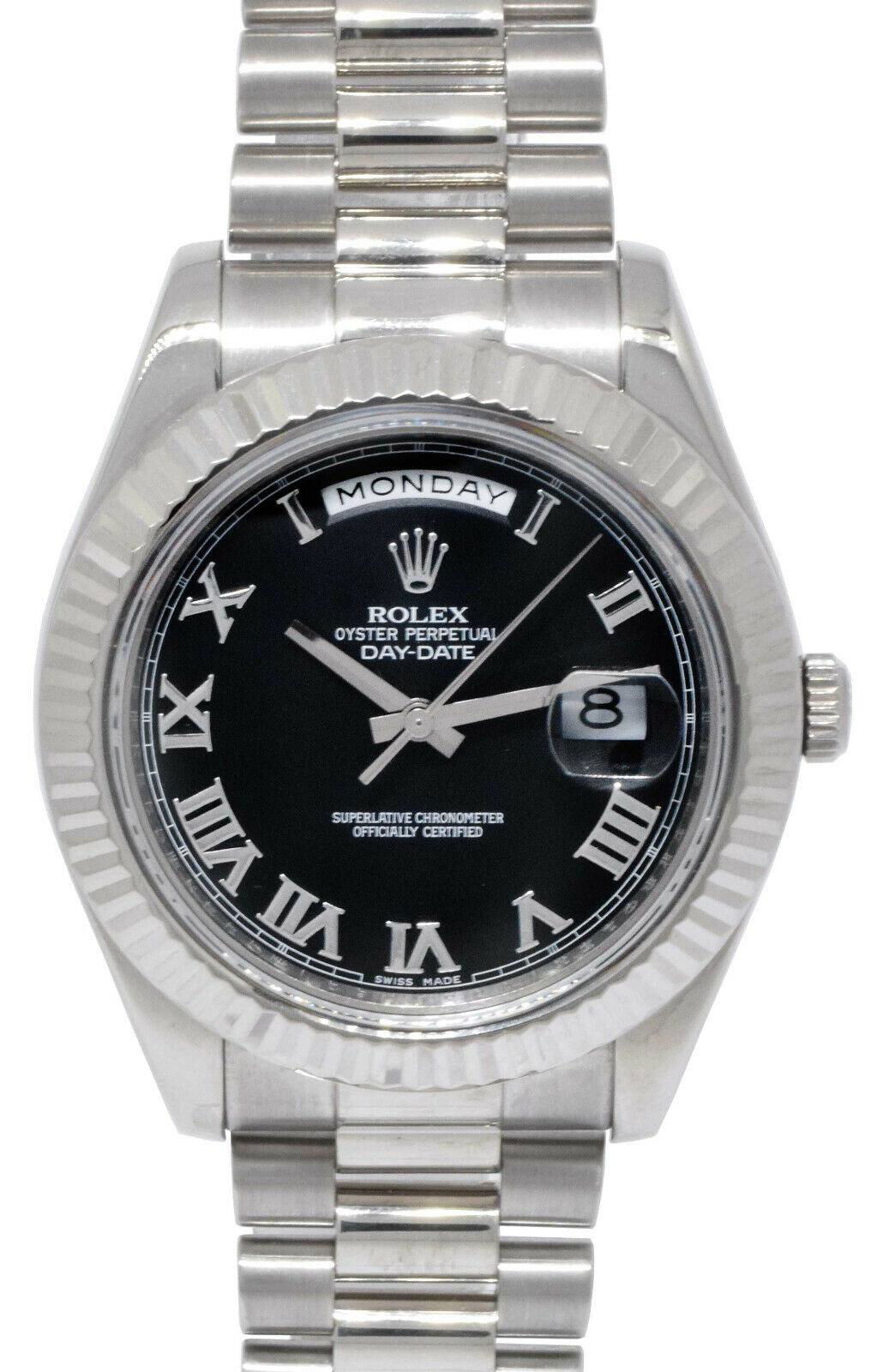 Rolex Day-Date II President 18k WG Black Roman Dial 41mm Watch V 218239 2