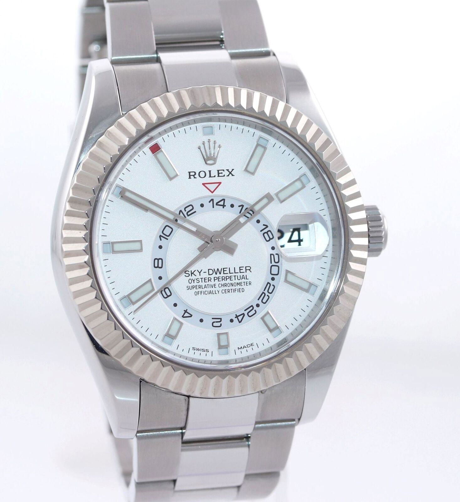 Rolex Sky-Dweller Steel White Gold Fluted Bezel 326934 42mm Watch Box 3