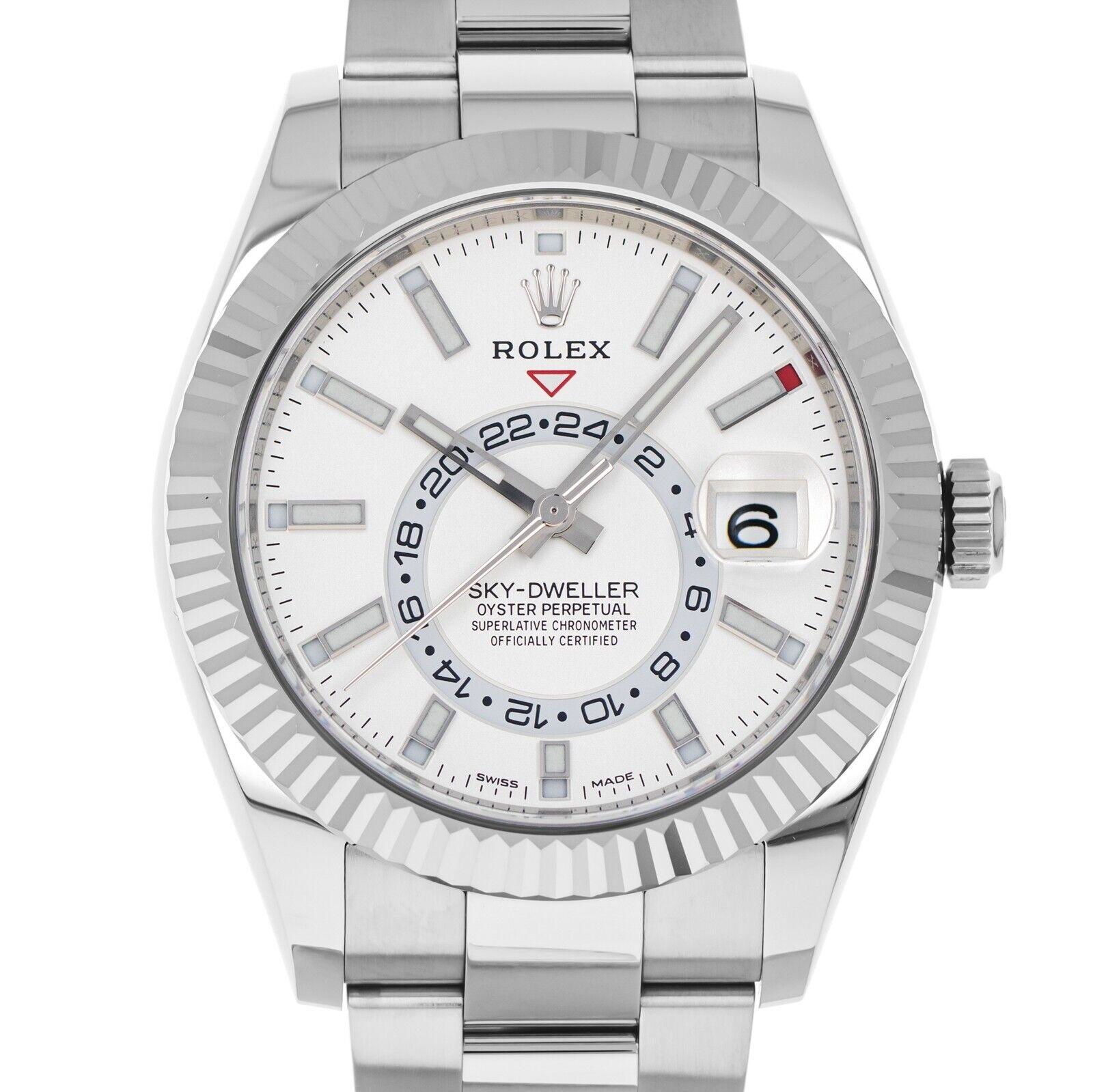 Rolex Sky-Dweller Steel White Gold Fluted Bezel 326934 42mm Watch Box 2