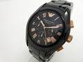 Emporio Armani AR1410 Classic Black Ceramica Chronograph Bracelet Men's Watch 5