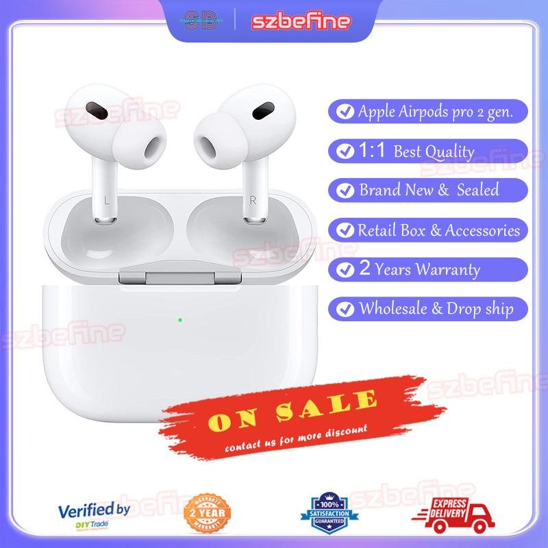 1:1 Apple AirPods Pro 2nd Generation Earbuds Earphone With MagSafe Charging Case