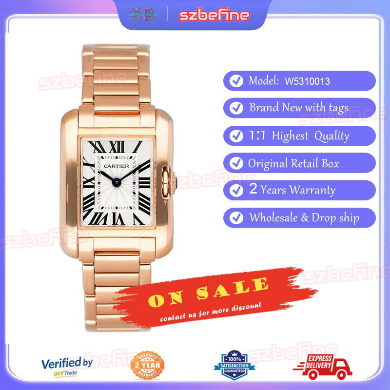 Cartier Tank Anglaise W5310013 18K Rose Gold Ladies Watch