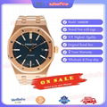 Audemars Piguet Royal Oak 15400OR Blue Dial 18K Rose Gold Mens Watch