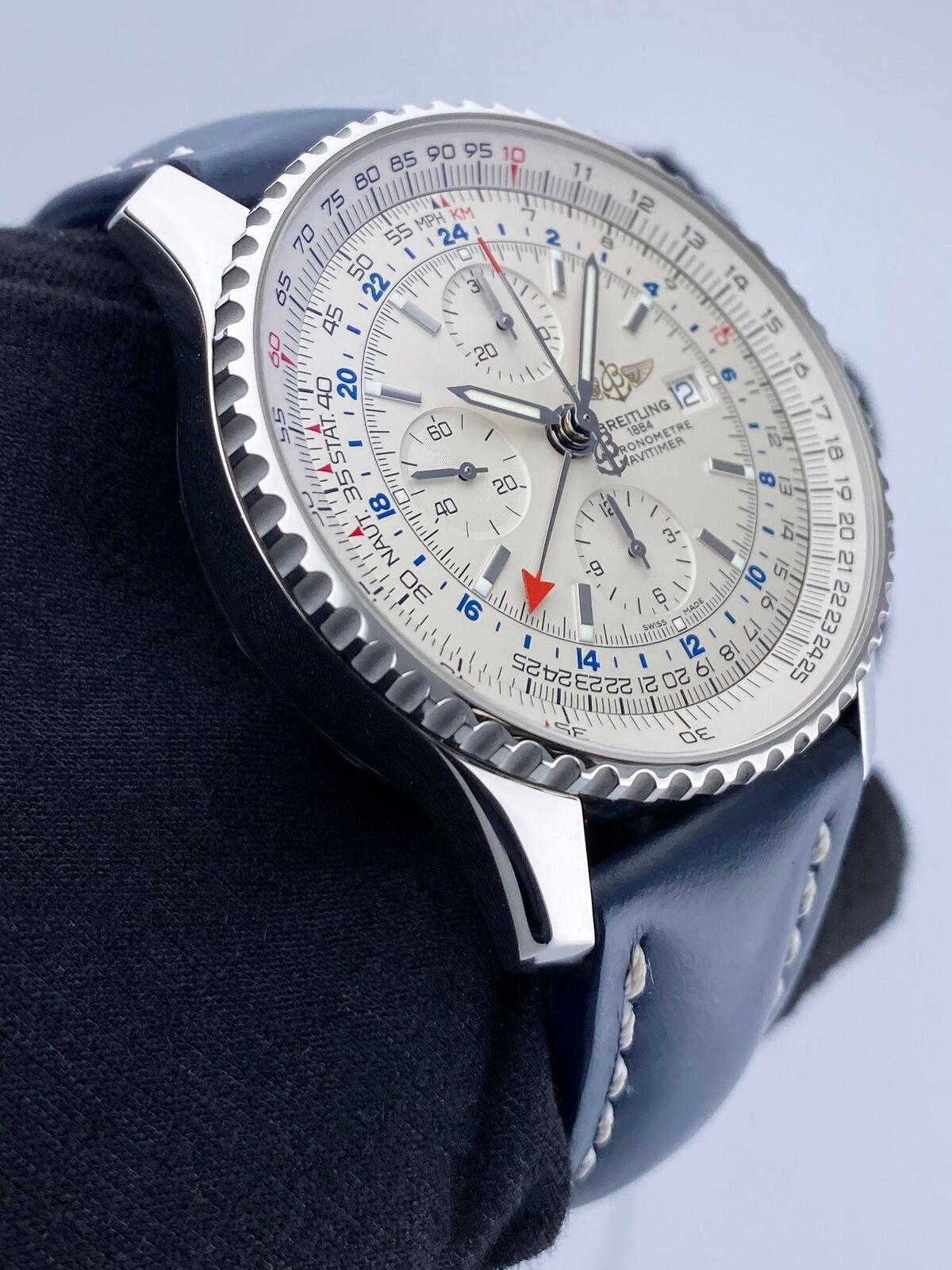 Breitling Navitimer World Blue Dial Stainless Steel Watch A24322 3