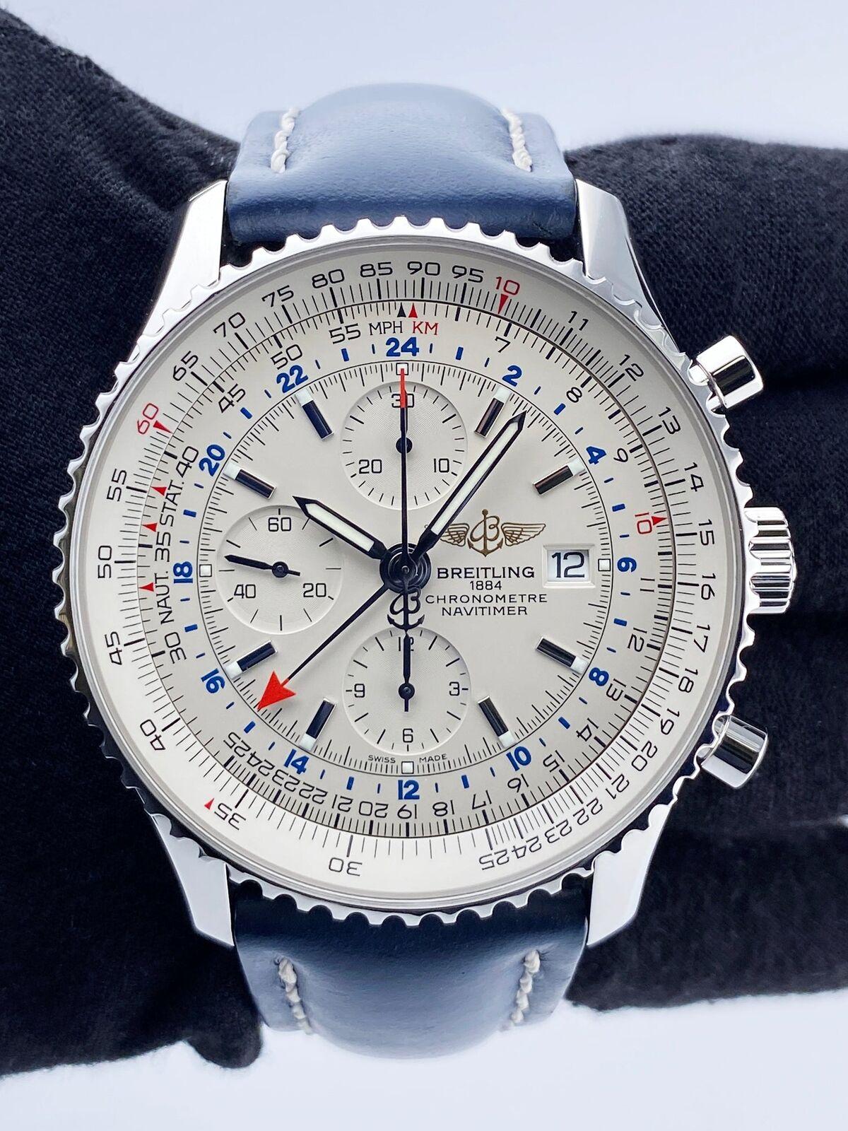 Breitling Navitimer World Blue Dial Stainless Steel Watch A24322 2