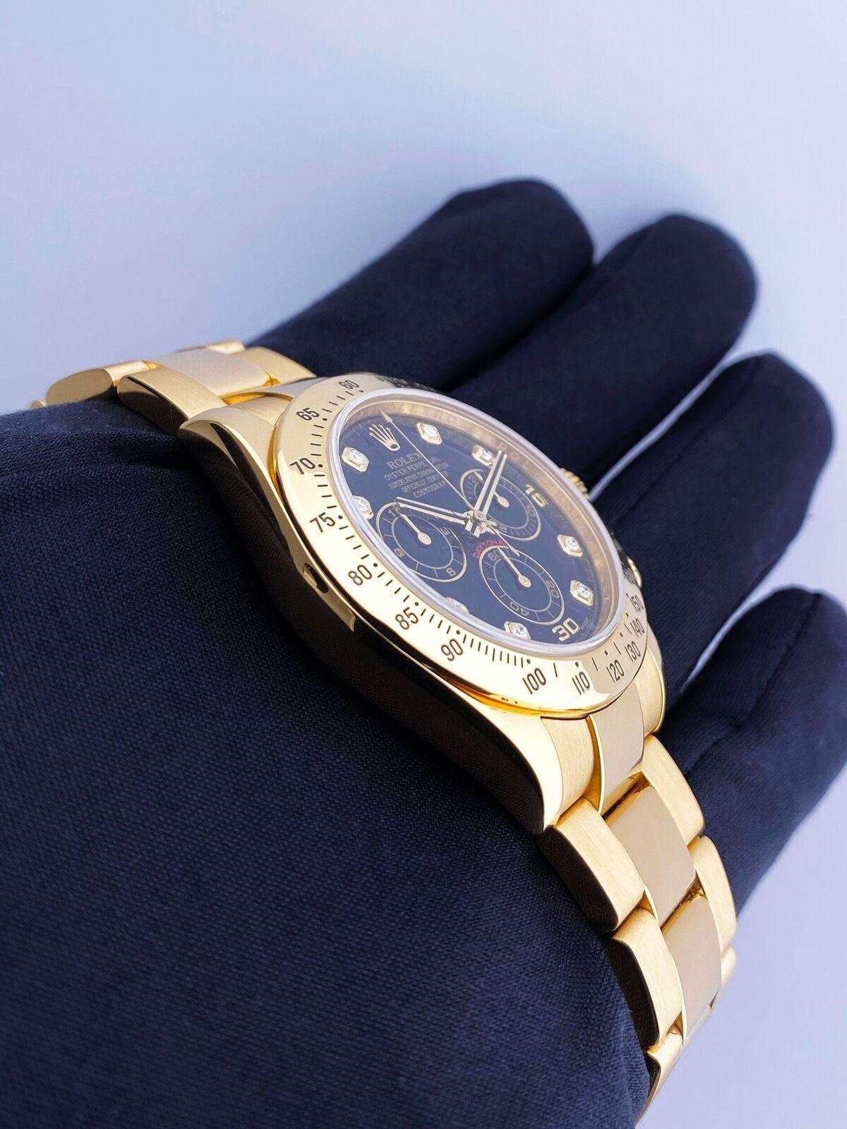 Wholesale Rolex Daytona 116528 Diamond Black Dial Mens Watch Box Papers 2