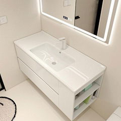 Ceramic integrated basin side storage