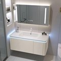 Cream style simple smart bathroom cabinet, rounded ceramic integrated basin 2