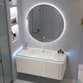 Cream style simple smart bathroom cabinet, rounded ceramic integrated basin 3