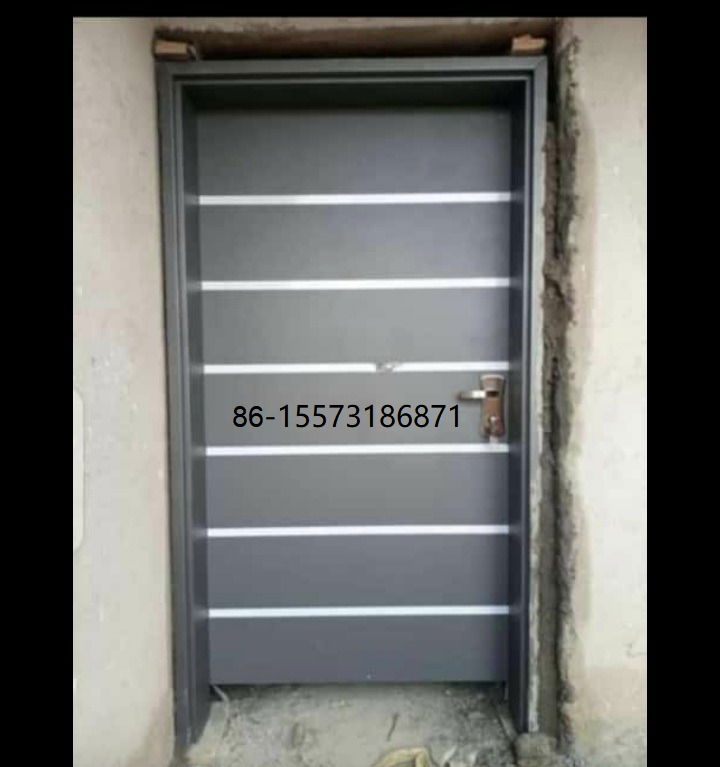 6 panel metal door with wooden edge 3