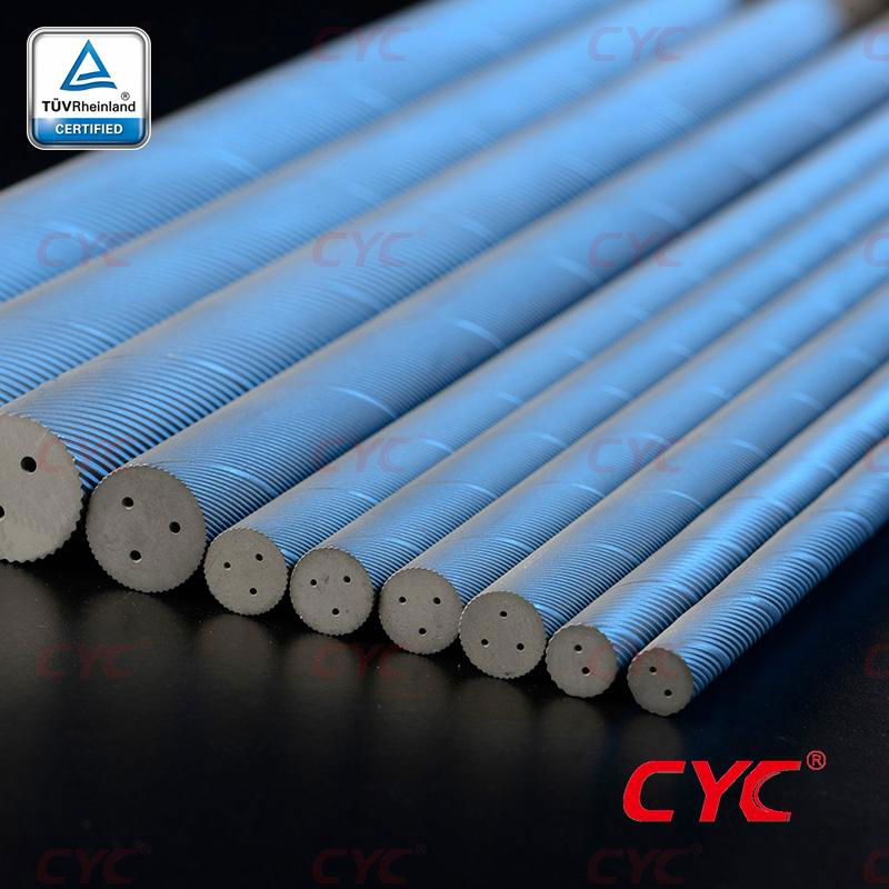 Helical Coolant carbide rods 3 helical holes 30 degree h6 tolerance
