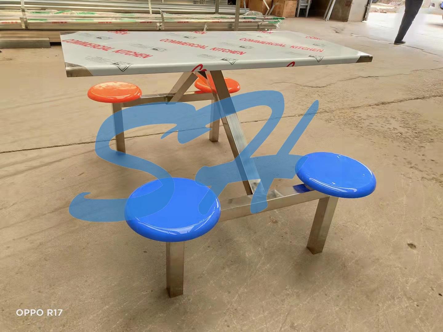 Fast food canteen tables and chairs combination commercial snack shop 2
