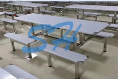 Stainless steel canteen table school student table and chair combination