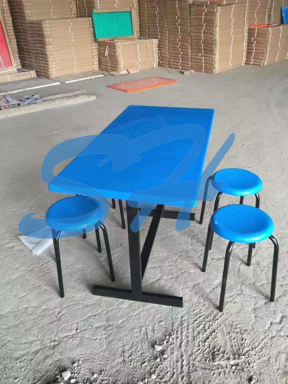 食堂連體不鏽鋼餐桌椅學生員工小吃店玻璃鋼快餐桌椅