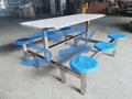 Long stainless steel dining table and chair, staff canteen dining chair 4