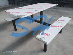 Canteen one-piece stainless steel dining table and chair