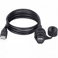 Outdoor  IP67 waterproof USB Type A female panel mount extension cable 1