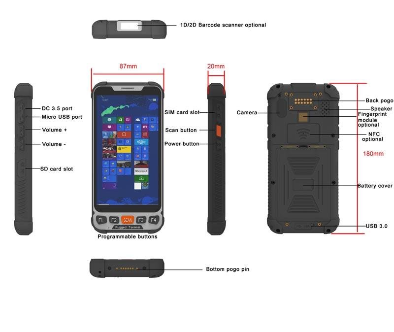 豪盾5.5寸安卓二維碼RFID超高頻 PDA手持終端 1D二維數據採集器 5
