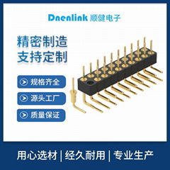 Denentech 德能2.54間距 圓PIN排針 雙排90度4.0 折彎插針LED連接器源頭工廠