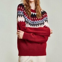 Women's Autumn/Winter Christmas Style Contrast Knitted Sweater Women's Pullover